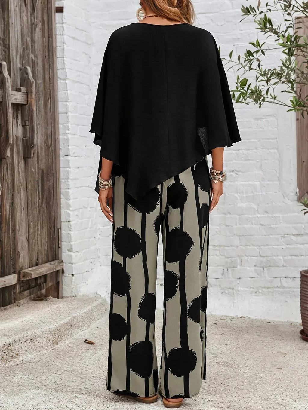 VALERIANA™ | CONJUNTO TOP ASIMÉTRICO Y PANTALÓN BOHO