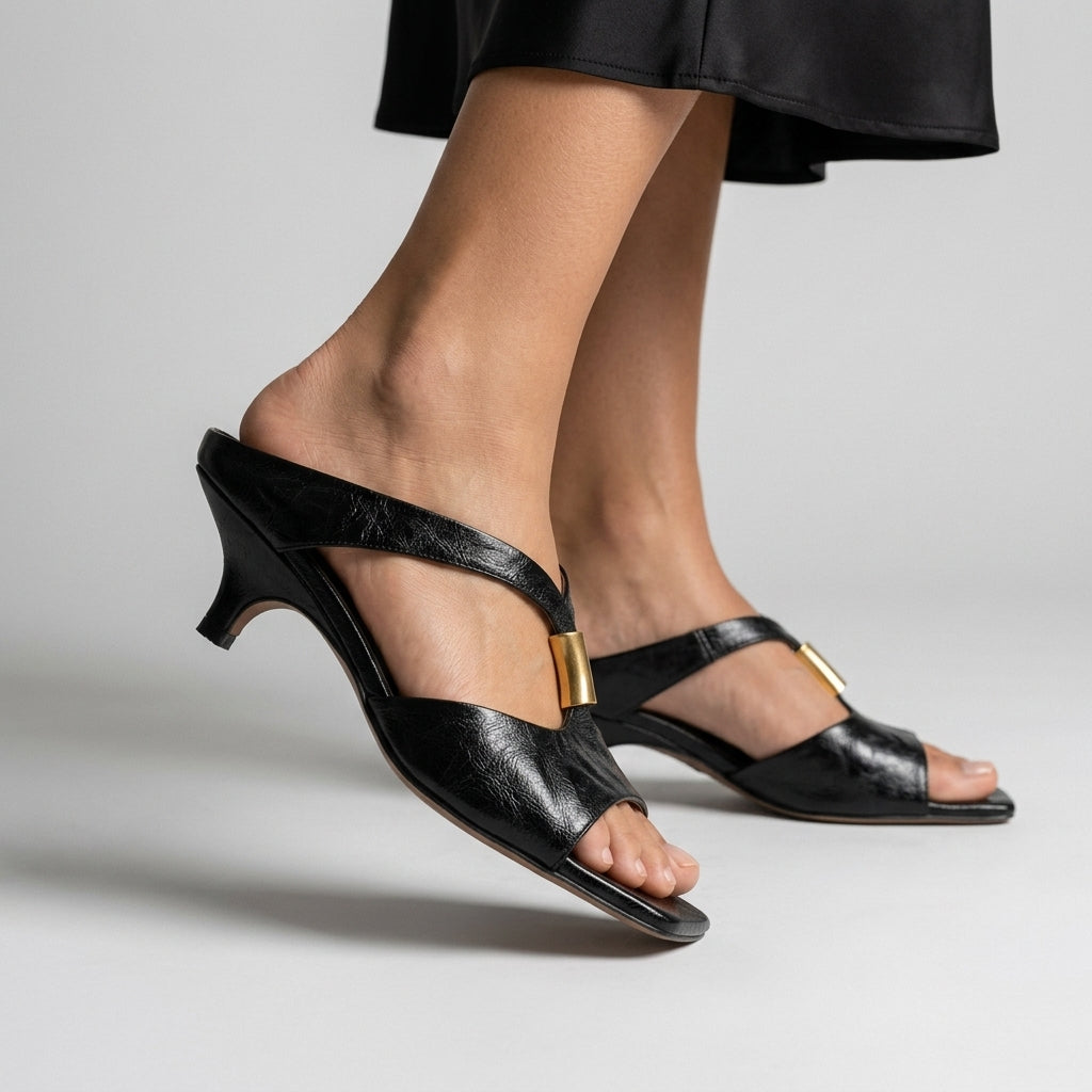 CELESTE | SANDALIAS TIPO MULES CON TACÓN BAJO