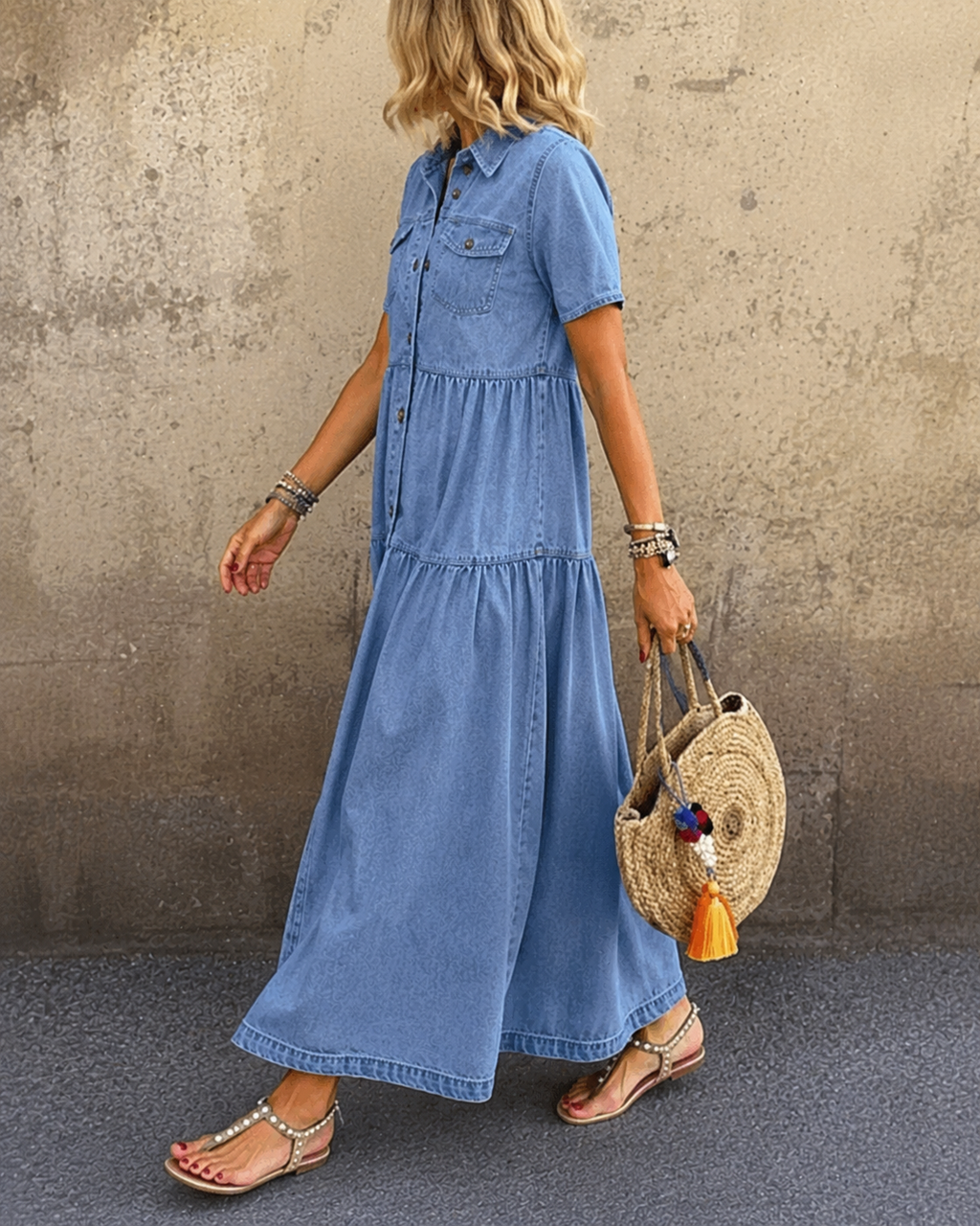 GRACE™ | VESTIDO MIDI CUBRE ABDOMEN CON BOTONES