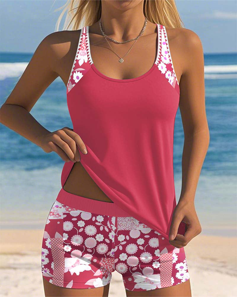 DANIELA | CONJUNTO DE BAÑO FLORAL CON SHORT
