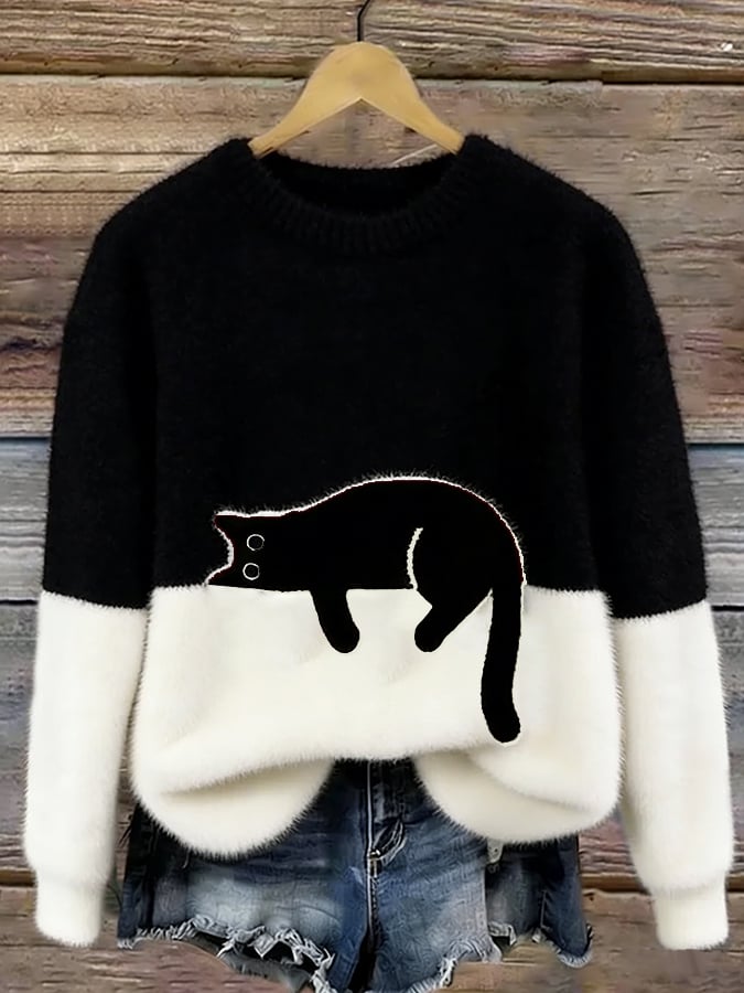 BONNIE™ |  SUÉTER OVERSIZED CON ESTAMPADO DE GATO