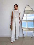 BENIGNA™ | CONJUNTO BLANCO TÚNICA VOLANTE Y PANTALÓN