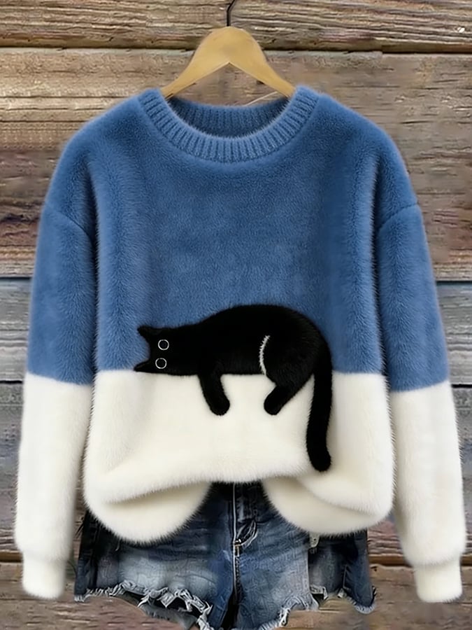 BONNIE™ |  SUÉTER OVERSIZED CON ESTAMPADO DE GATO
