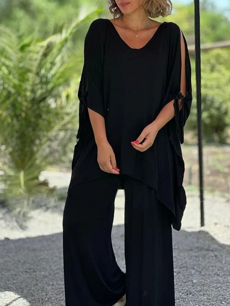 ÚRSULA™ | CONJUNTO TÚNICA HOMBROS ABIERTOS Y PANTALÓN
