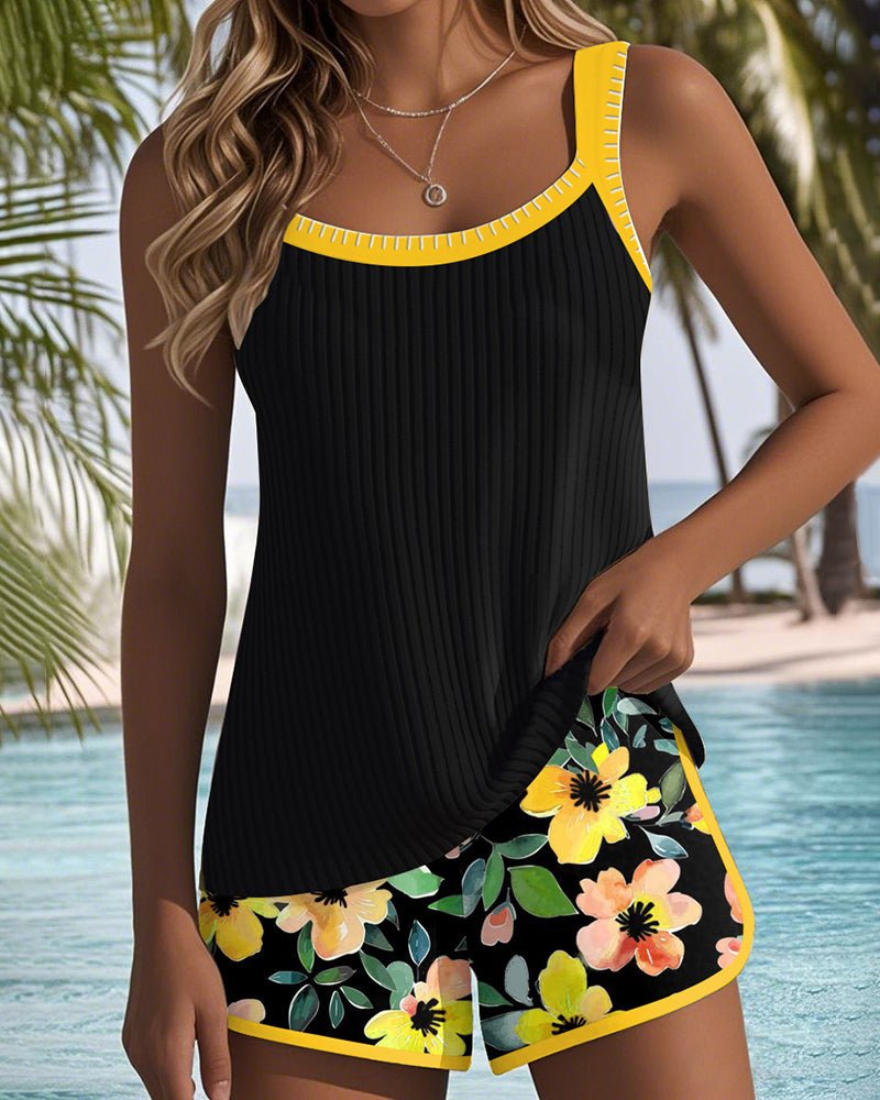 VALERIA | TANKINI ELEGANTE CON SHORT FLORAL