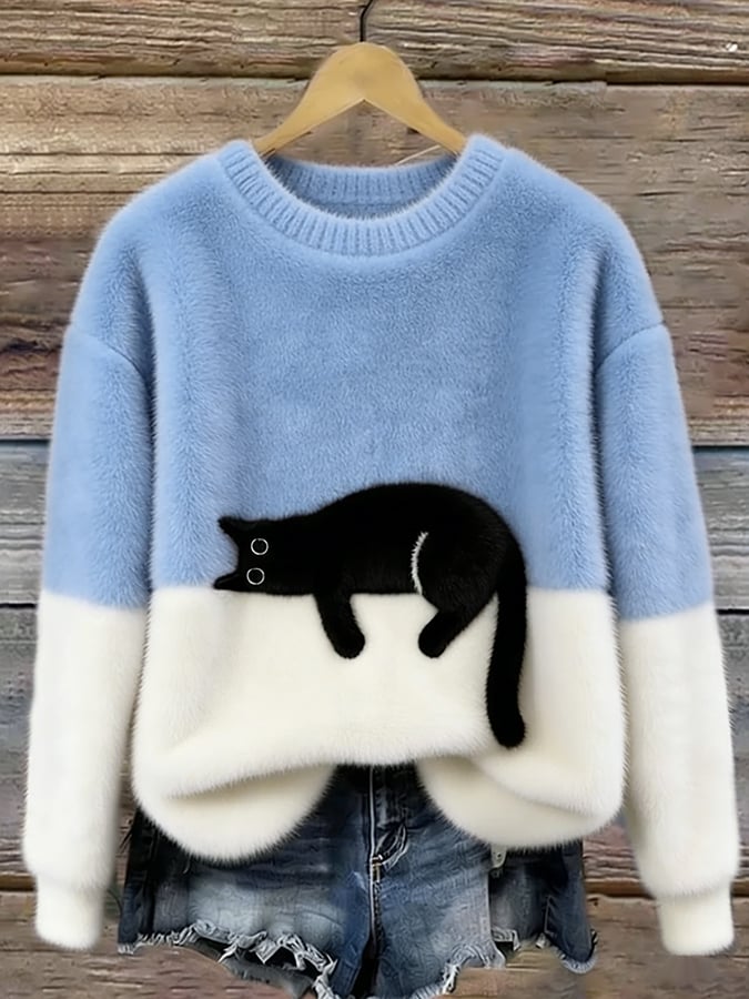 BONNIE™ |  SUÉTER OVERSIZED CON ESTAMPADO DE GATO