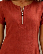 AZAHAR | VESTIDO CASUAL DE ALGODÓN CON CREMALLERA Y BOLSILLOS