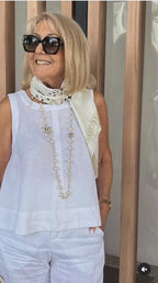 TRINIDAD™ | CONJUNTO BLANCO BLUSA Y PANTALÓN ANCHO
