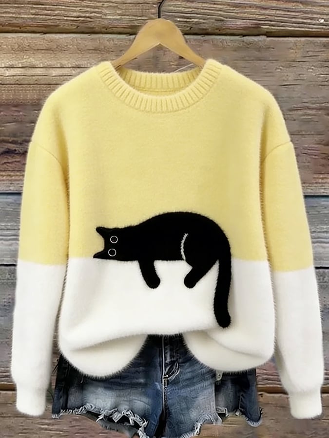 BONNIE™ |  SUÉTER OVERSIZED CON ESTAMPADO DE GATO