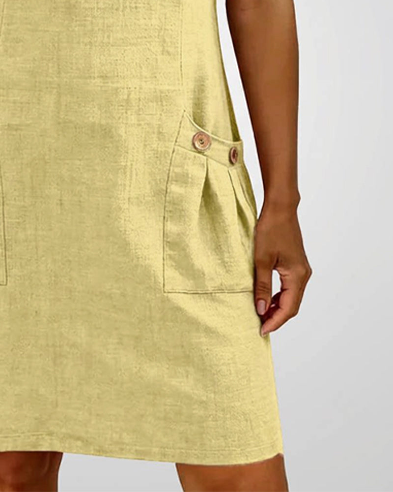 AZAHAR | VESTIDO CASUAL DE ALGODÓN CON CREMALLERA Y BOLSILLOS