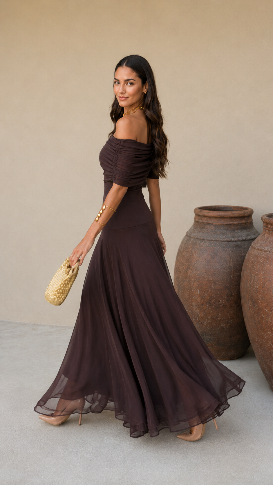 VESTIDO TOLEDO EN COLOR MARRÓN