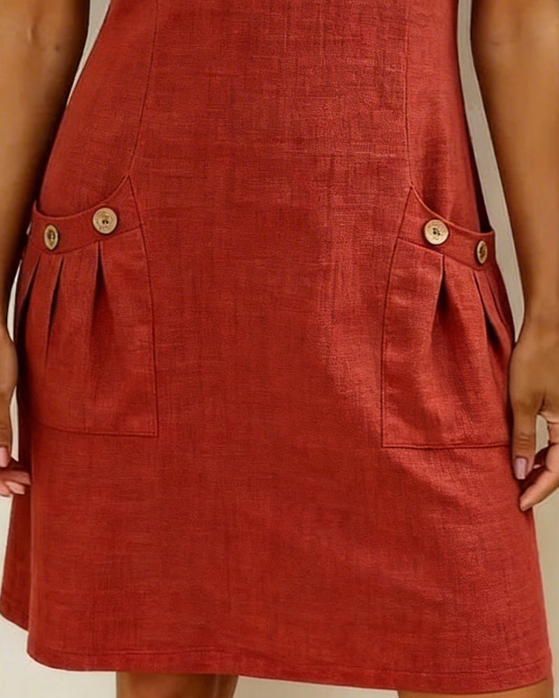 AZAHAR | VESTIDO CASUAL DE ALGODÓN CON CREMALLERA Y BOLSILLOS