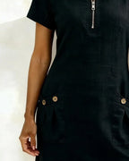 AZAHAR | VESTIDO CASUAL DE ALGODÓN CON CREMALLERA Y BOLSILLOS