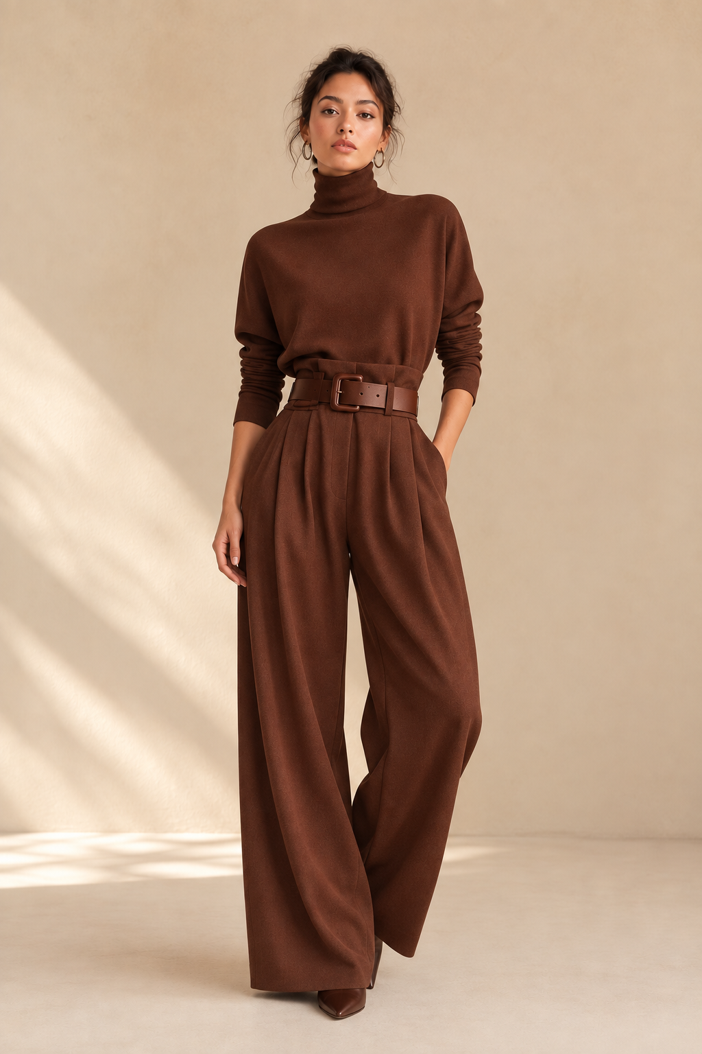 VERGARA | CONJUNTO DE CUELLO ALTO Y PANTALÓN PALAZZO