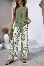 PETRONILA™ | CONJUNTO VERDE SALVIA BLUSA Y PANTALÓN BOTÁNICO
