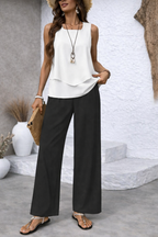 GREGORIA™ | CONJUNTO BICOLOR BLUSA BLANCA Y PANTALÓN NEGRO