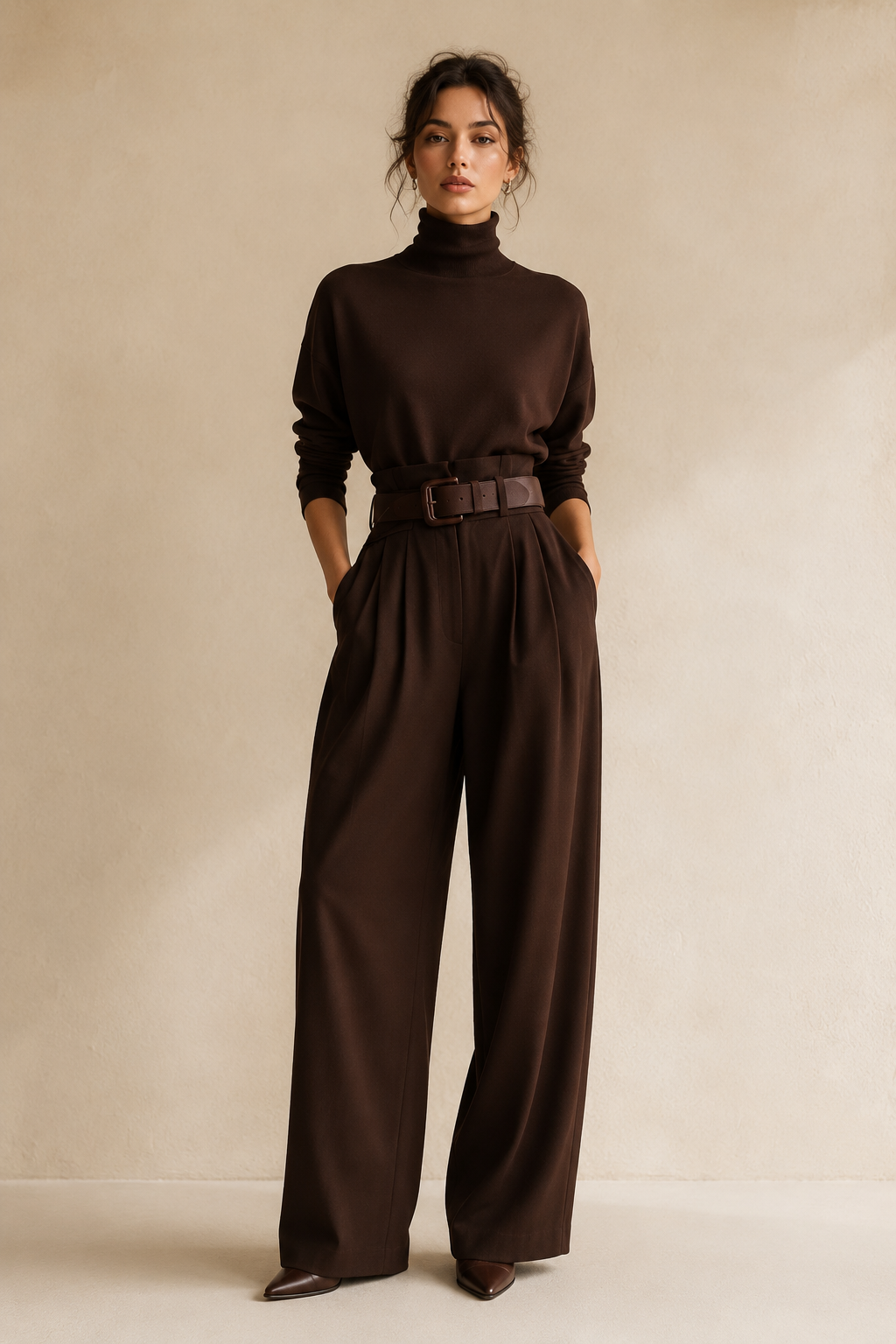VERGARA | CONJUNTO DE CUELLO ALTO Y PANTALÓN PALAZZO