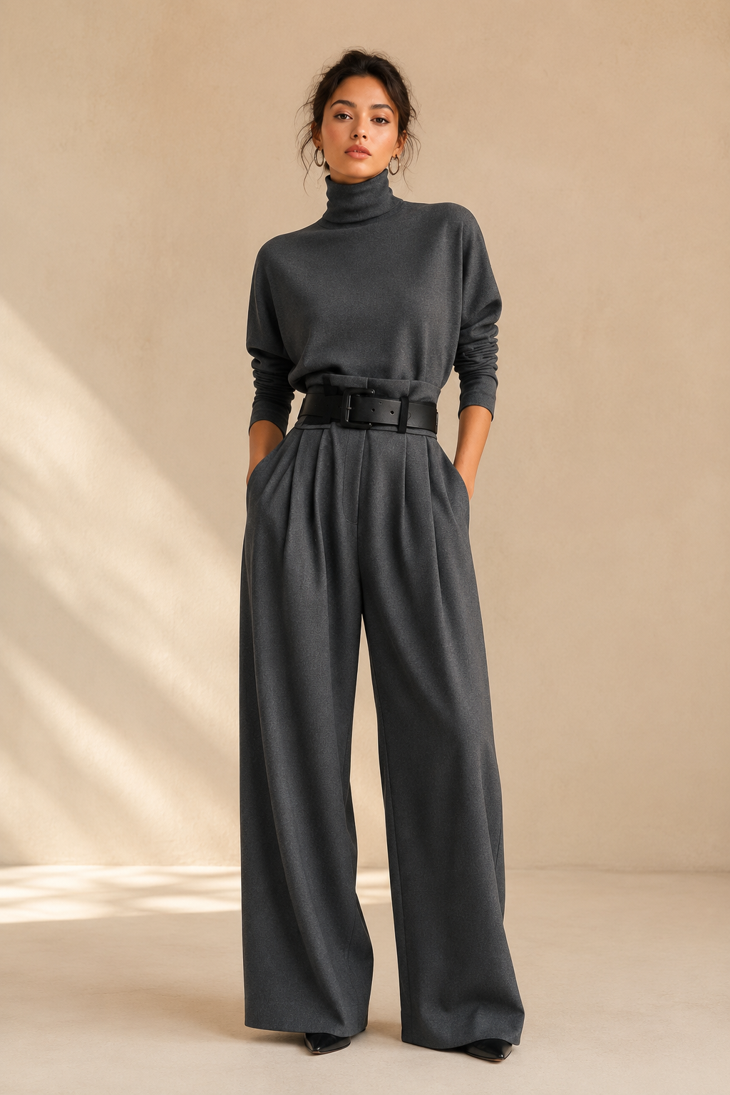 VERGARA | CONJUNTO DE CUELLO ALTO Y PANTALÓN PALAZZO