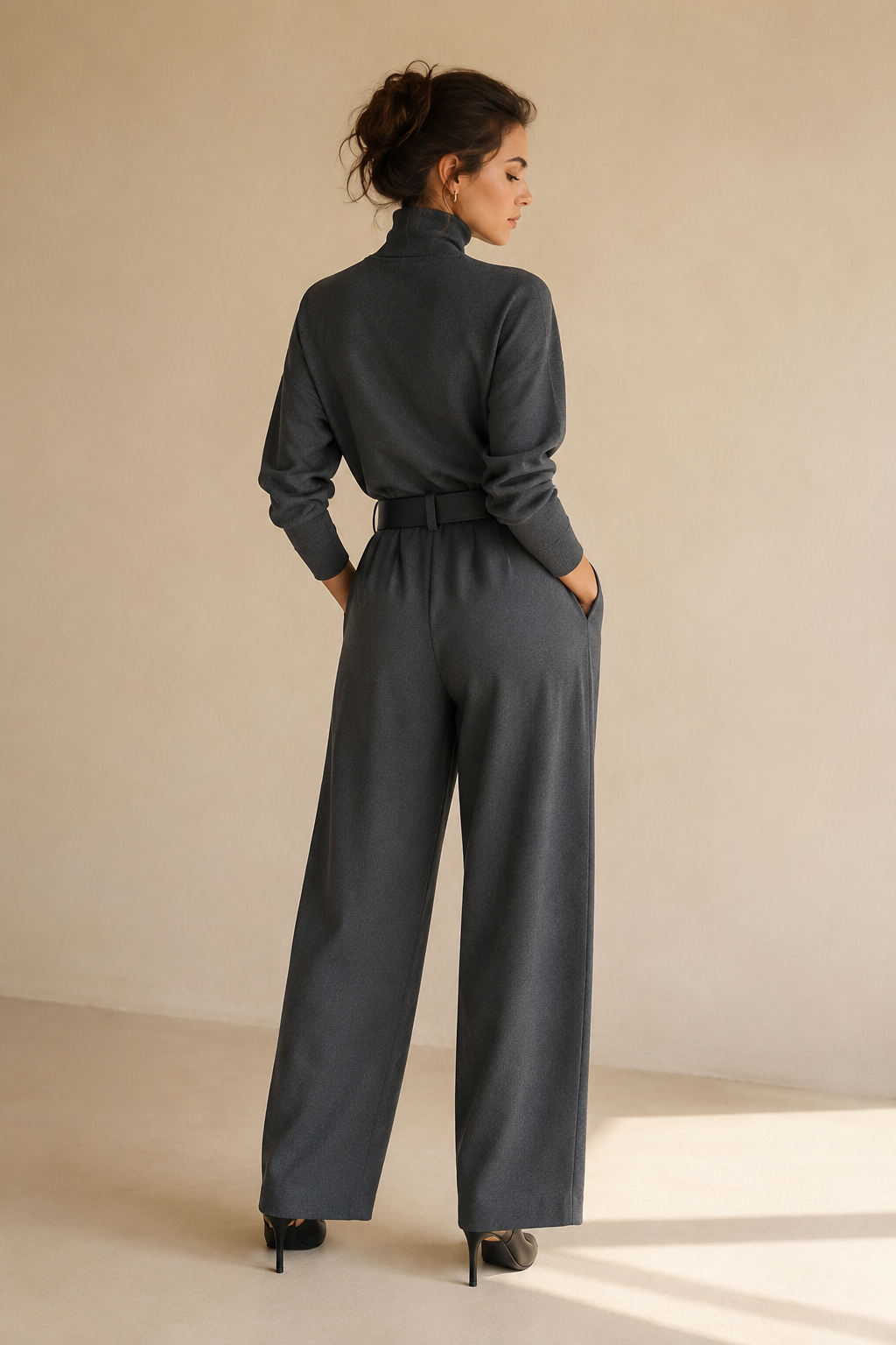 VERGARA | CONJUNTO DE CUELLO ALTO Y PANTALÓN PALAZZO