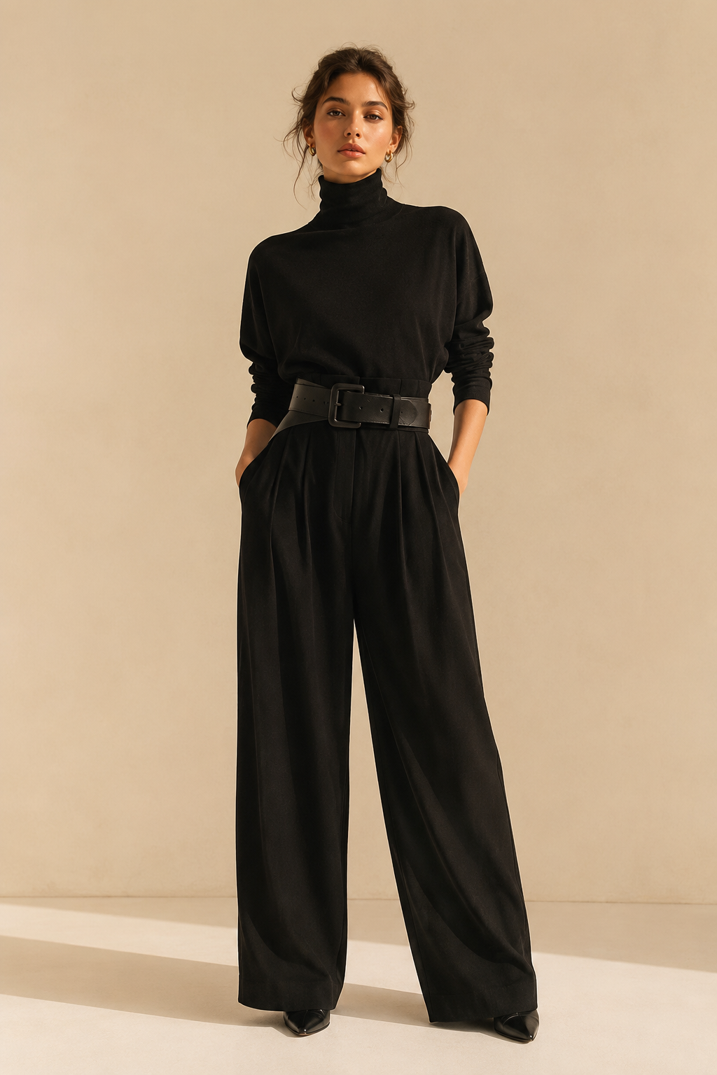 VERGARA | CONJUNTO DE CUELLO ALTO Y PANTALÓN PALAZZO