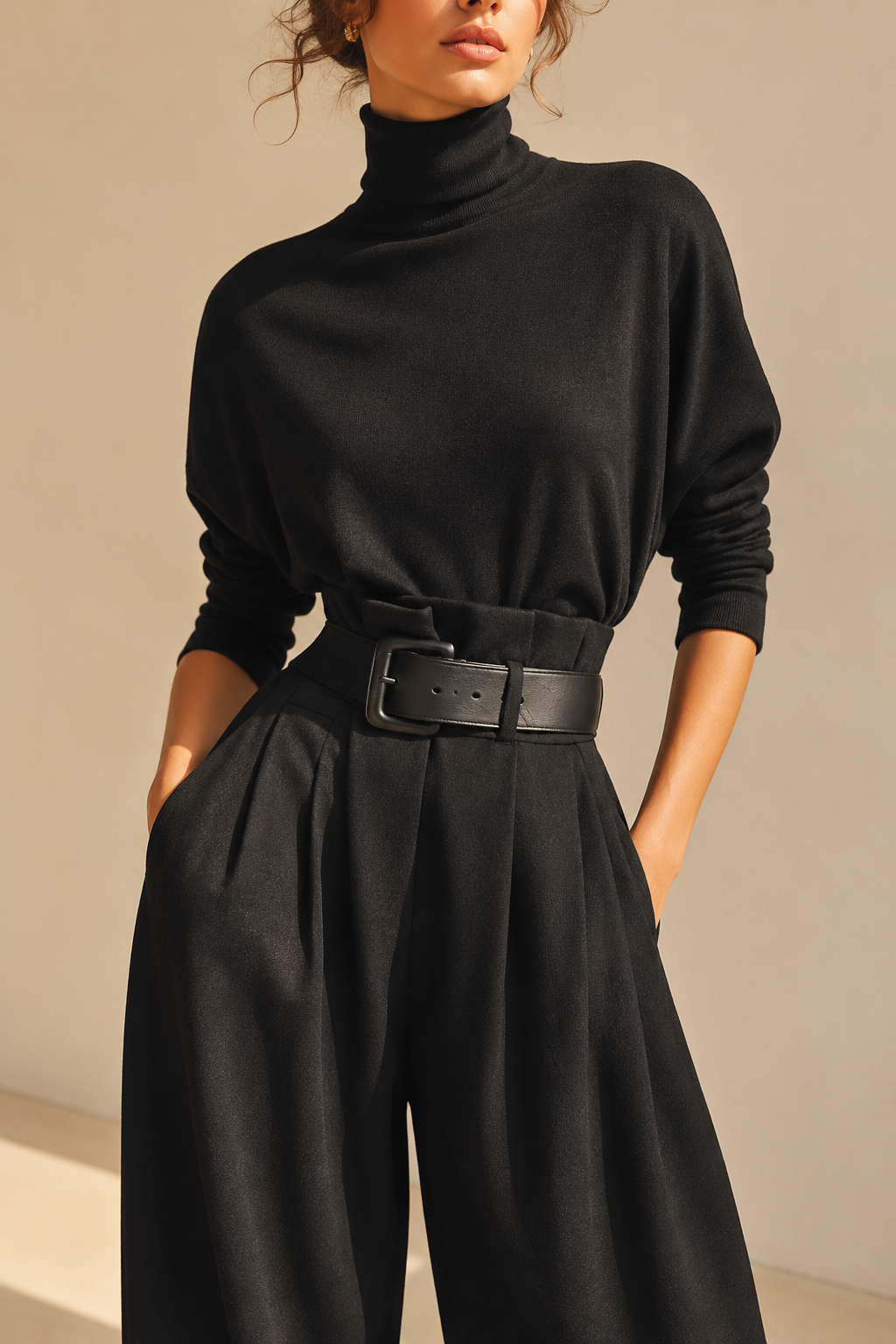 VERGARA | CONJUNTO DE CUELLO ALTO Y PANTALÓN PALAZZO