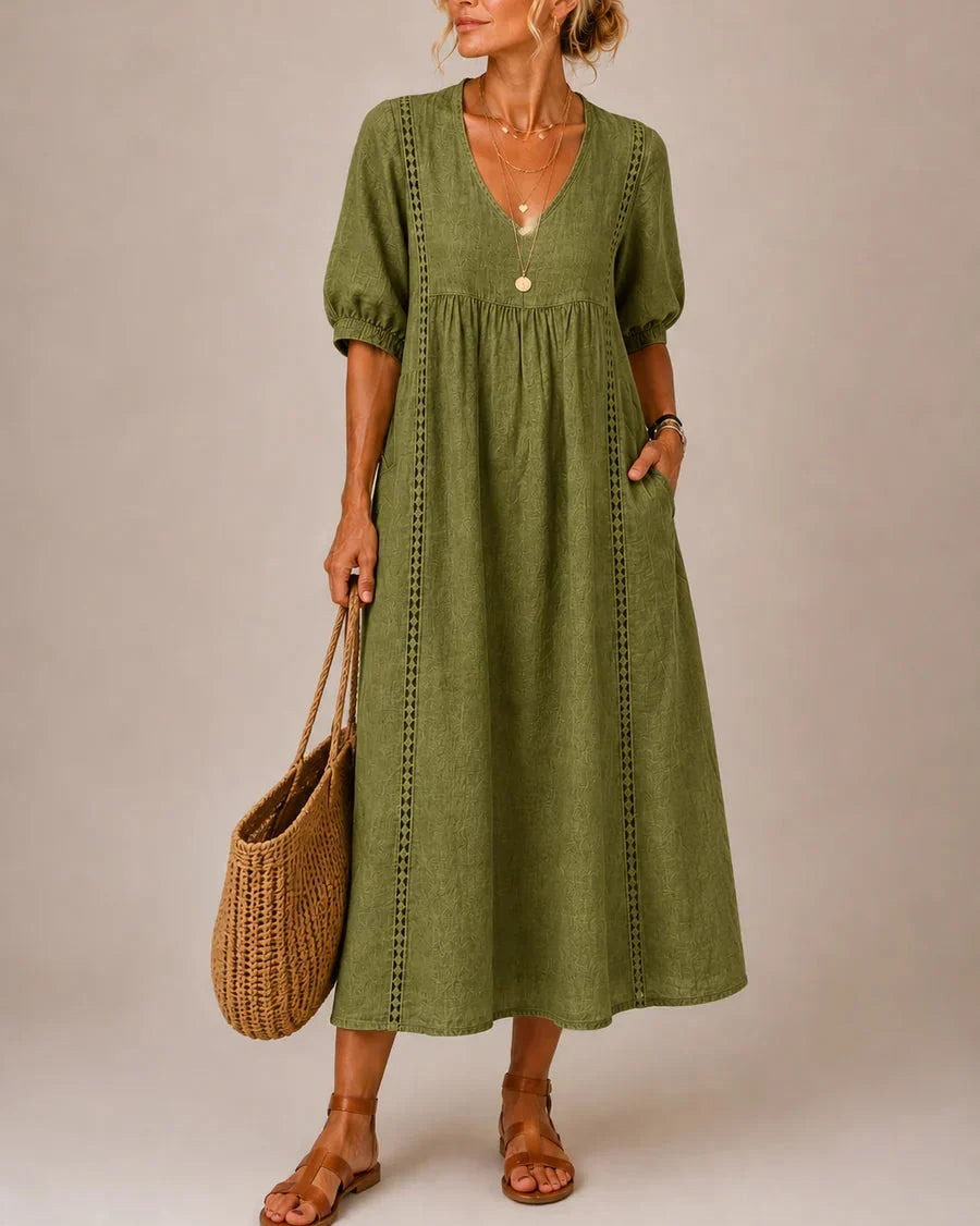 SEFI | VESTIDO MIDI DE VERANO AMARILLO