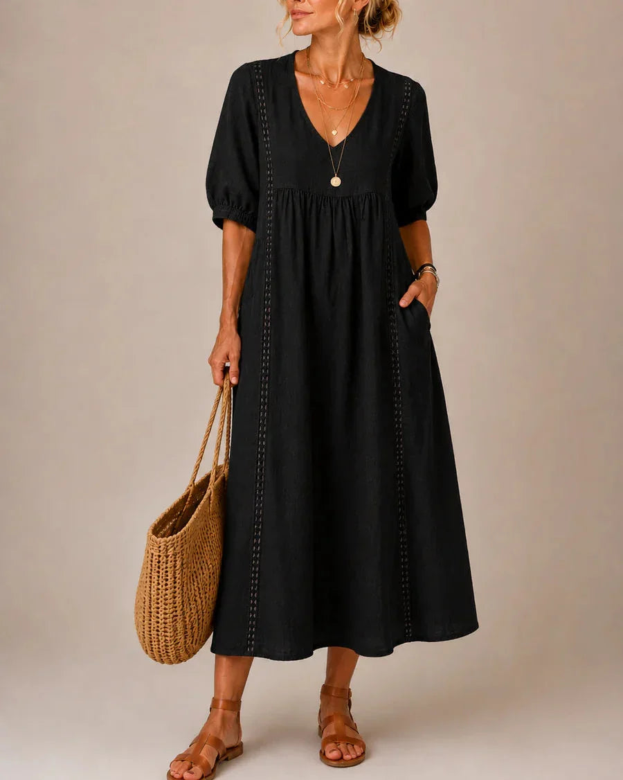SEFI | VESTIDO MIDI DE VERANO AMARILLO