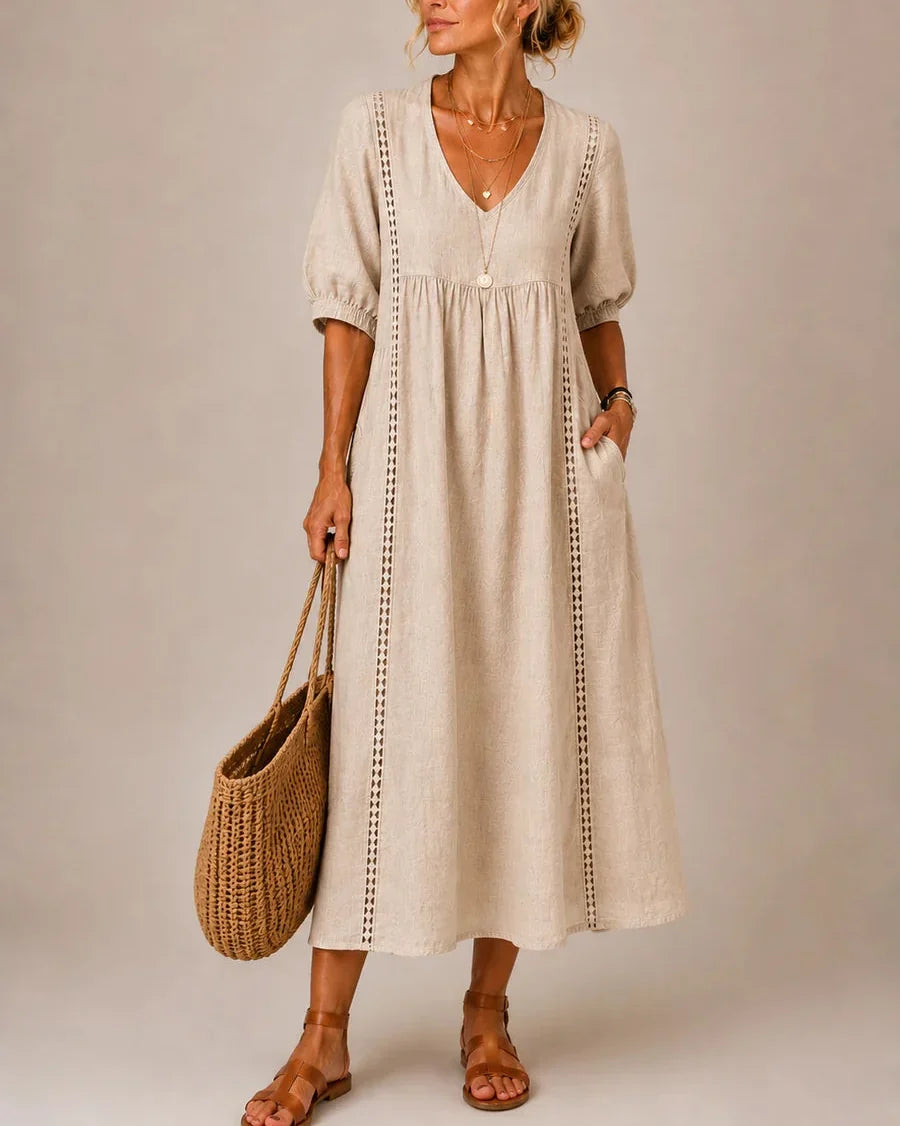 SEFI | VESTIDO MIDI DE VERANO AMARILLO