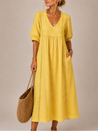 SEFI | VESTIDO MIDI DE VERANO AMARILLO