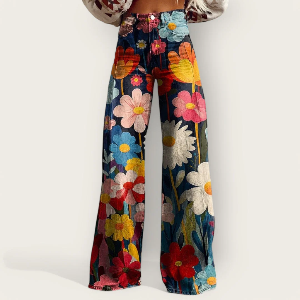 FLOREAL | VAQUEROS OVERSIZE DE CORTE ANCHO