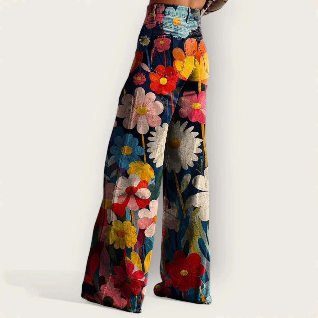 FLOREAL | VAQUEROS OVERSIZE DE CORTE ANCHO