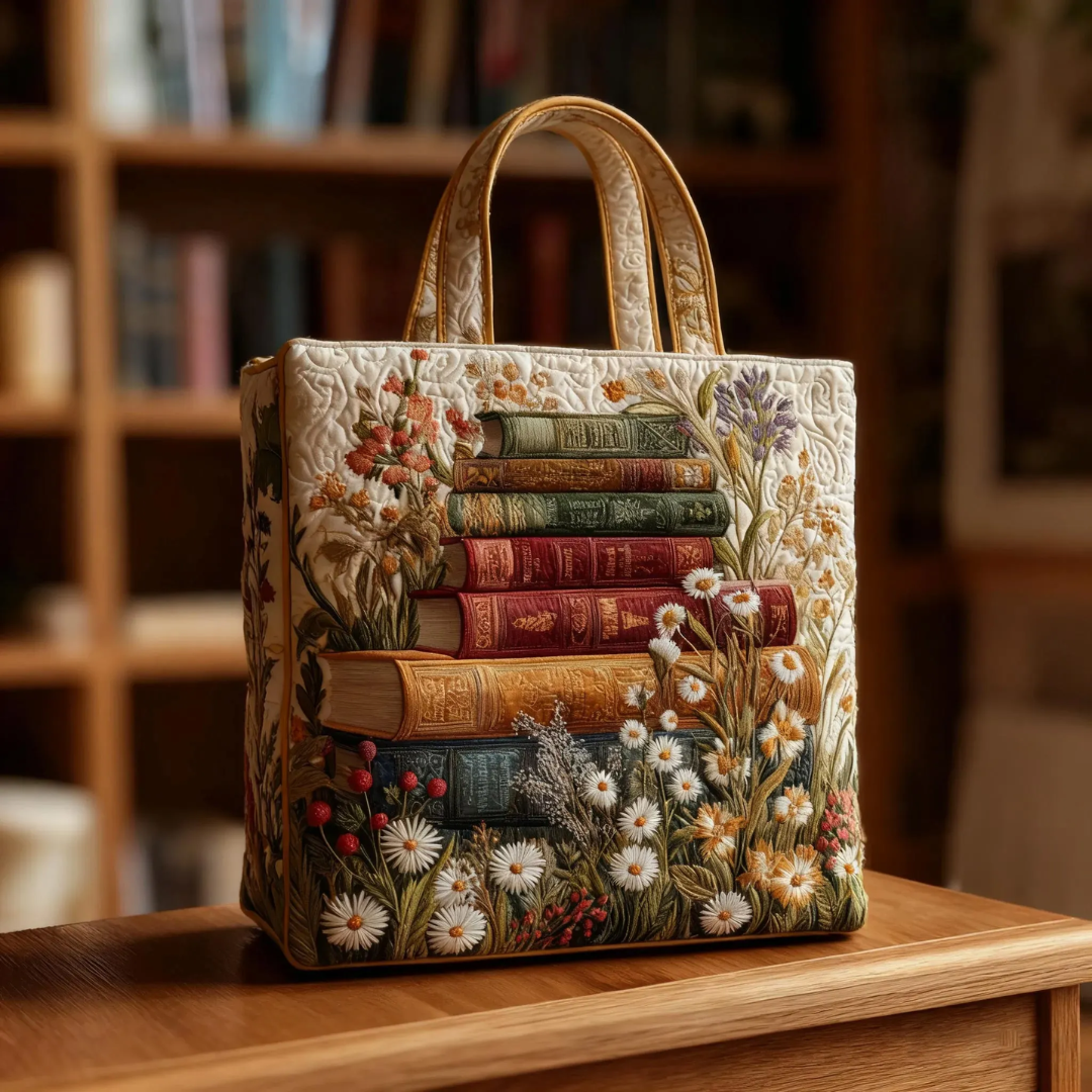 LIBROS CON FLORES | BOLSO ARTESANAL