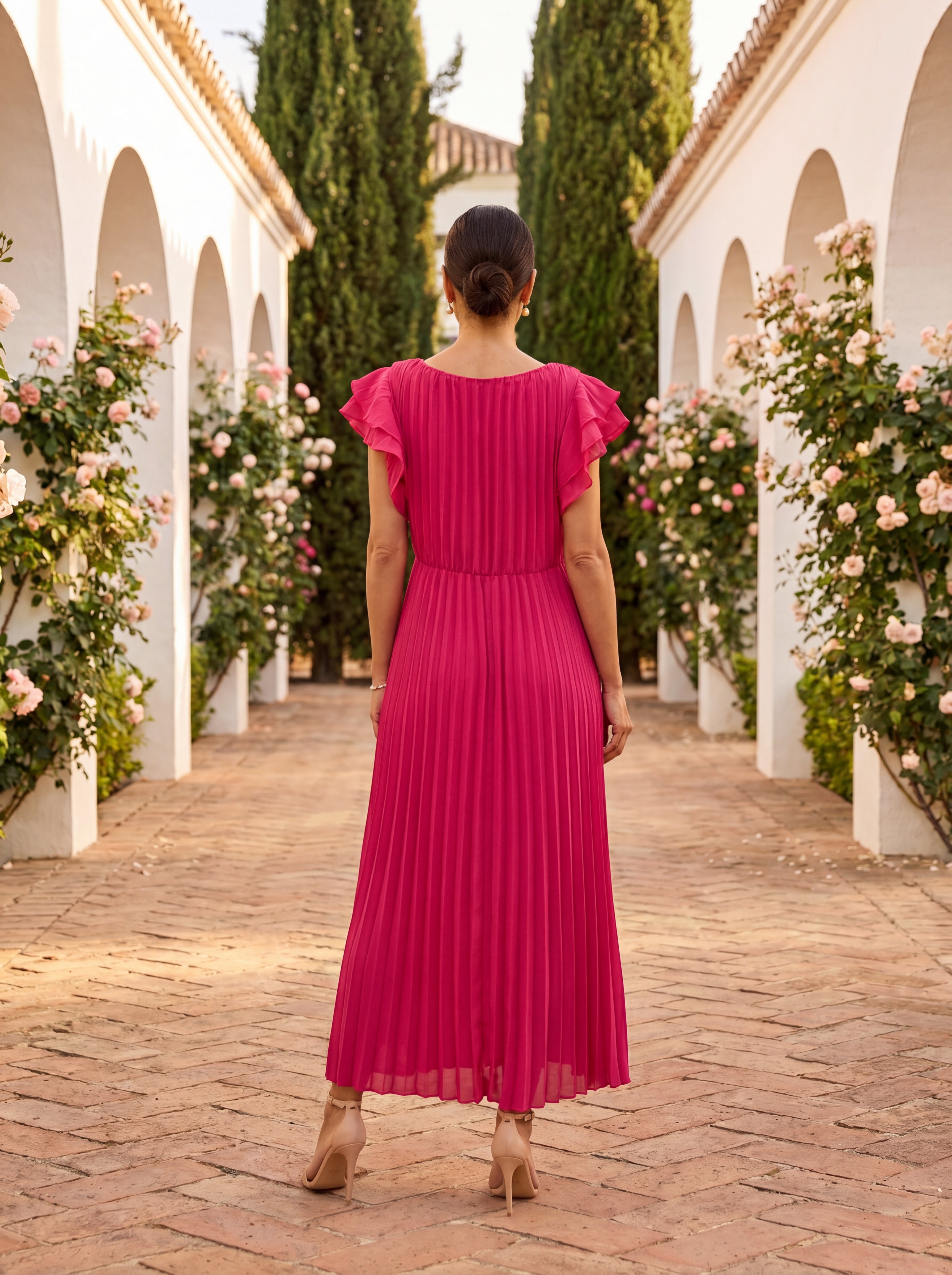 ROXANE | VESTIDO LARGO PLISADO DE FIESTA