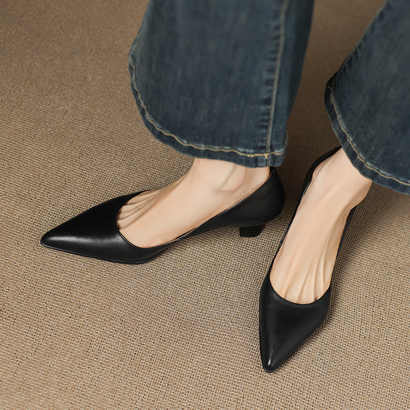 CALENNE | ZAPATOS DE TACÓN BAJO DE PIEL