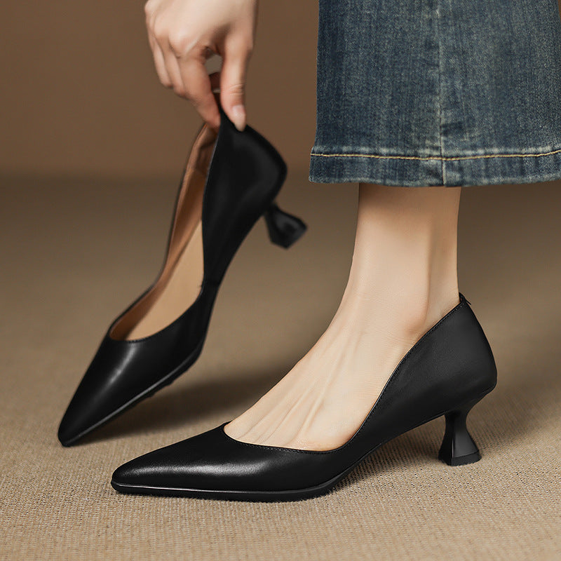 CALENNE | ZAPATOS DE TACÓN BAJO DE PIEL