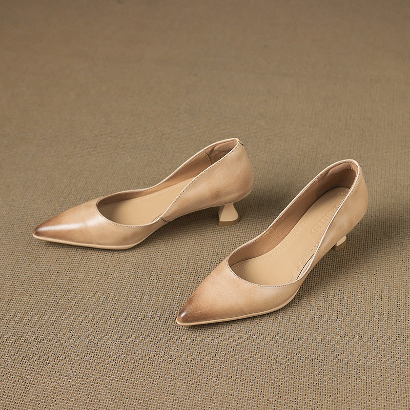 CALENNE | ZAPATOS DE TACÓN BAJO DE PIEL
