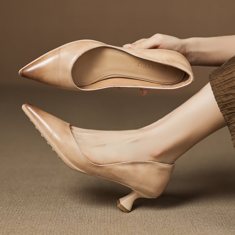 CALENNE | ZAPATOS DE TACÓN BAJO DE PIEL