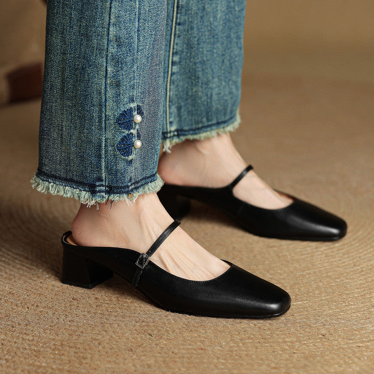 Mules de cuero genuino Esmer