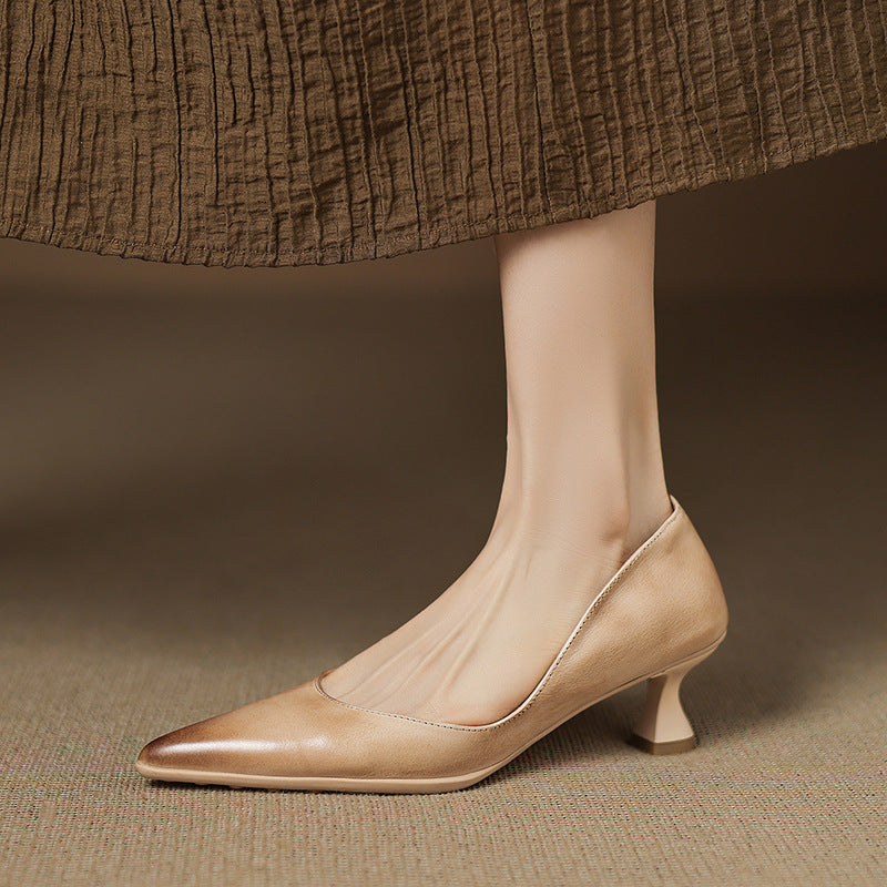CALENNE | ZAPATOS DE TACÓN BAJO DE PIEL