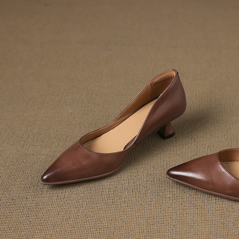 CALENNE | ZAPATOS DE TACÓN BAJO DE PIEL
