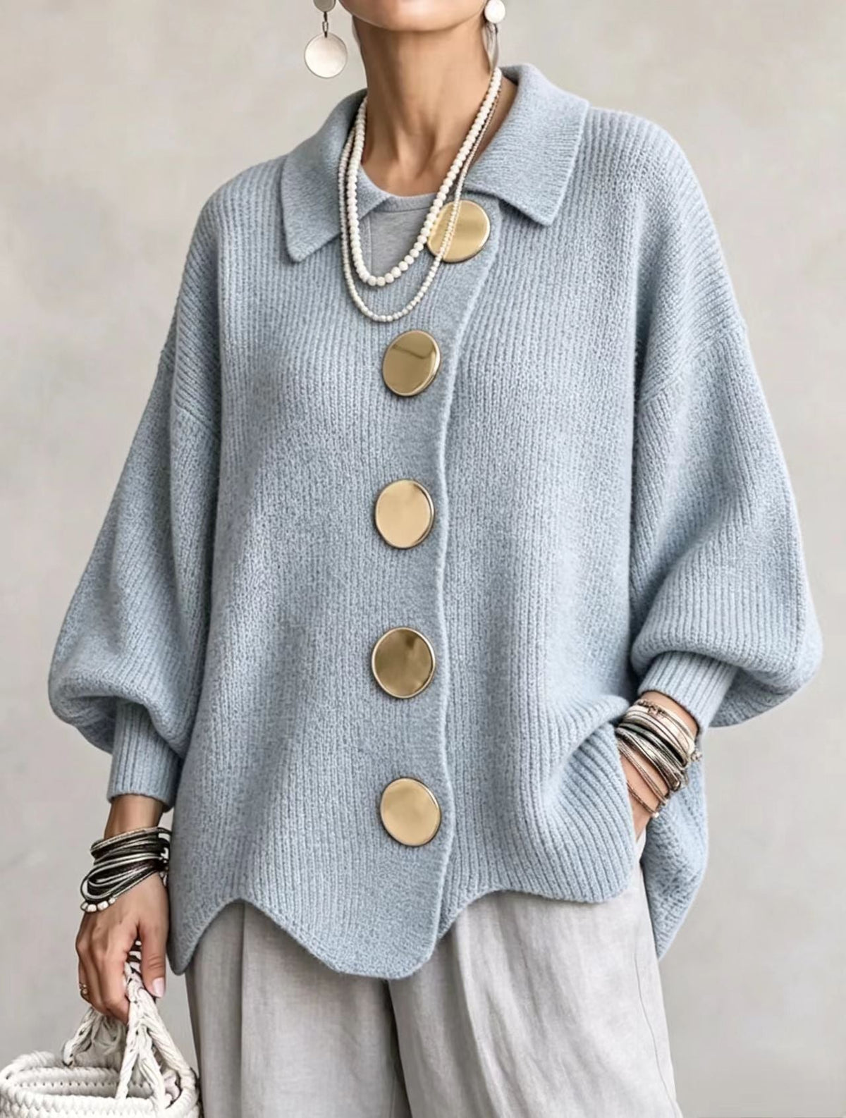 MARTINA | CÁRDIGAN OVERSIZE CON DORADOS