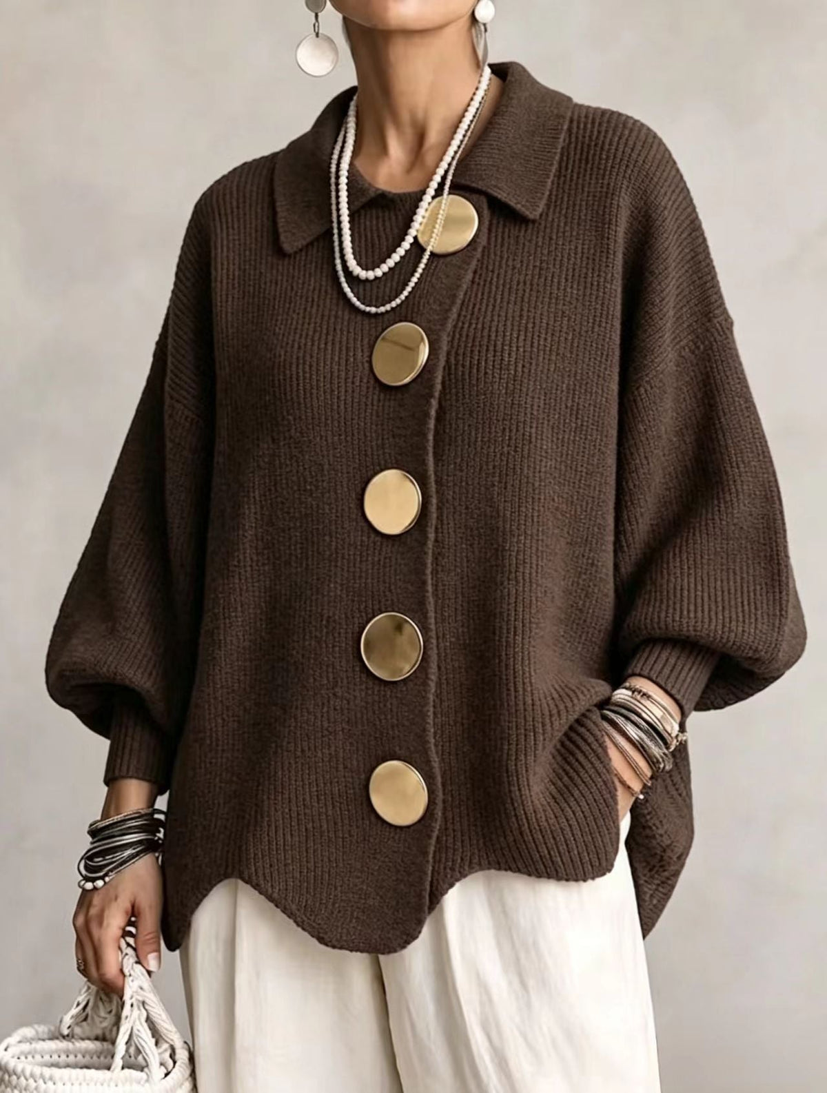 MARTINA | CÁRDIGAN OVERSIZE CON DORADOS