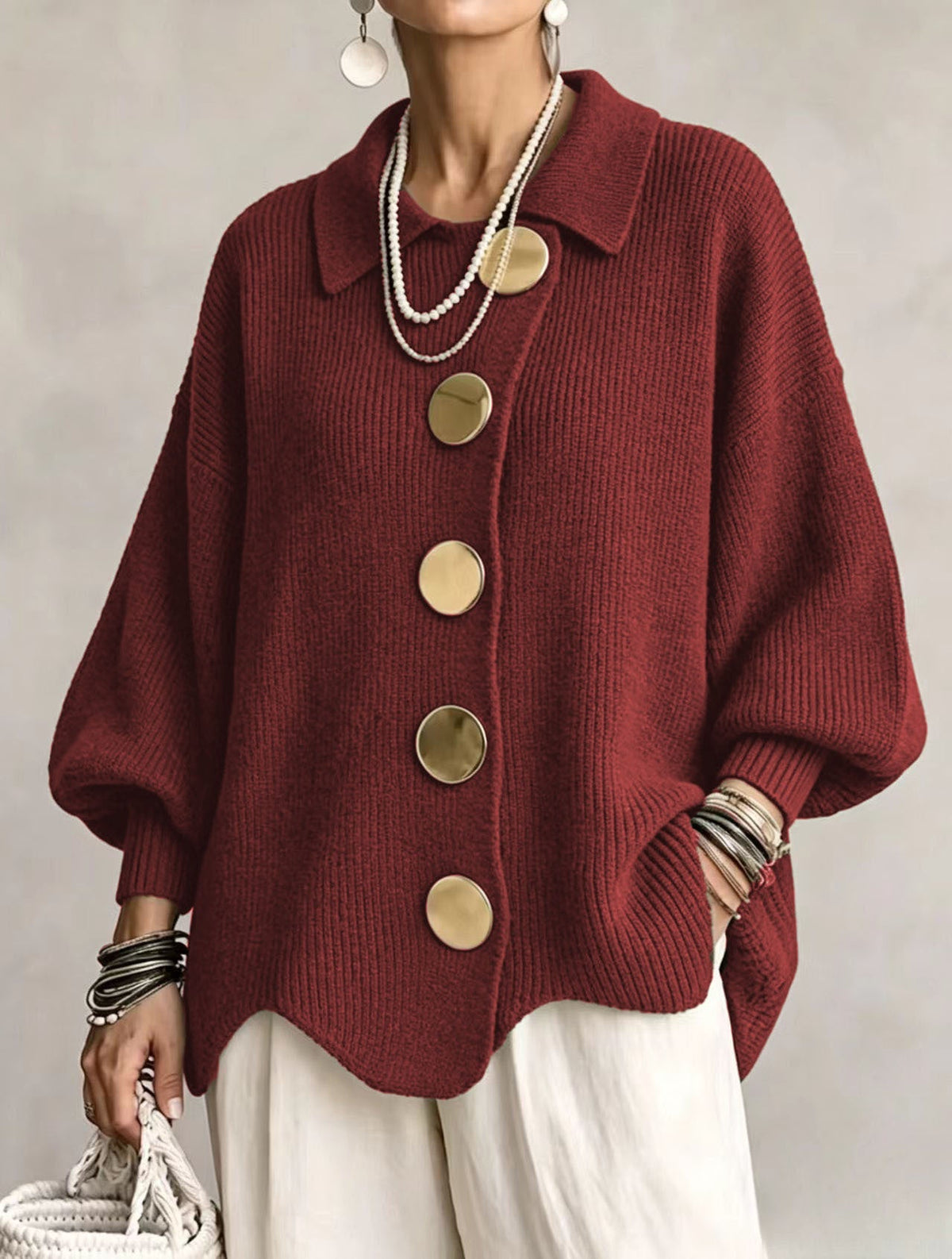 MARTINA | CÁRDIGAN OVERSIZE CON DORADOS