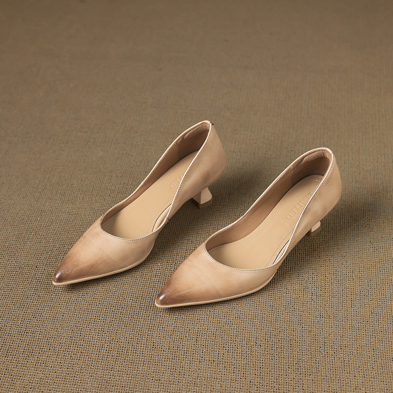 CALENNE | ZAPATOS DE TACÓN BAJO DE PIEL