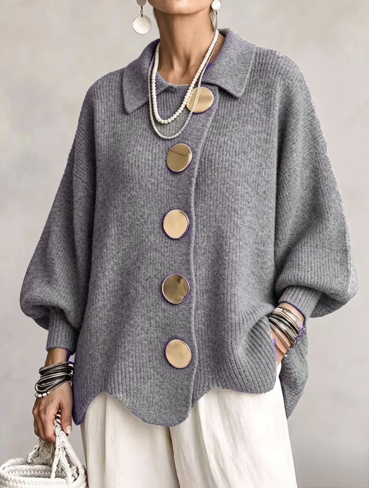 MARTINA | CÁRDIGAN OVERSIZE CON DORADOS