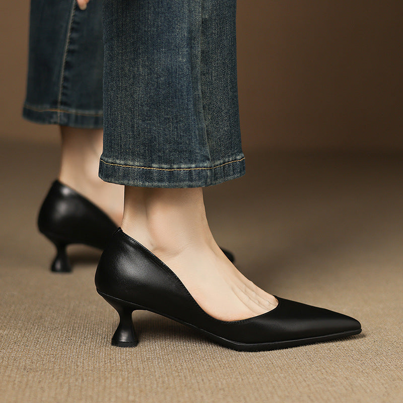 CALENNE | ZAPATOS DE TACÓN BAJO DE PIEL