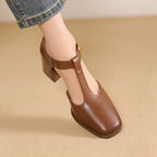 MARCELE | TACONES DE CUERO CON CORREA EN T