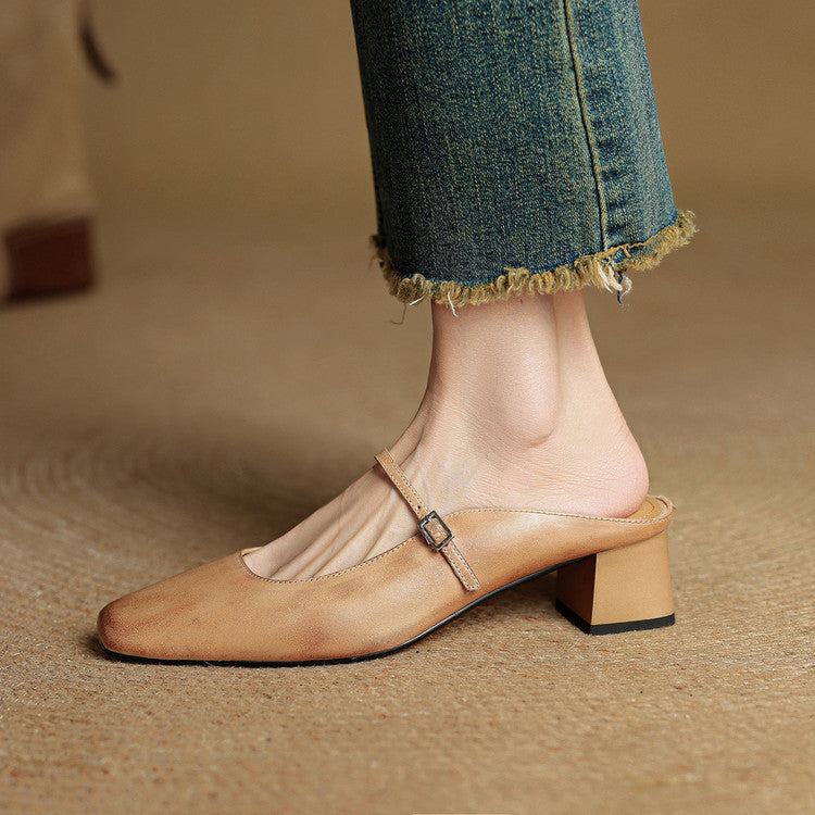 Mules de cuero genuino Esmer