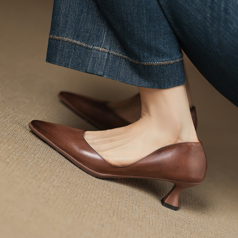 CALENNE | ZAPATOS DE TACÓN BAJO DE PIEL