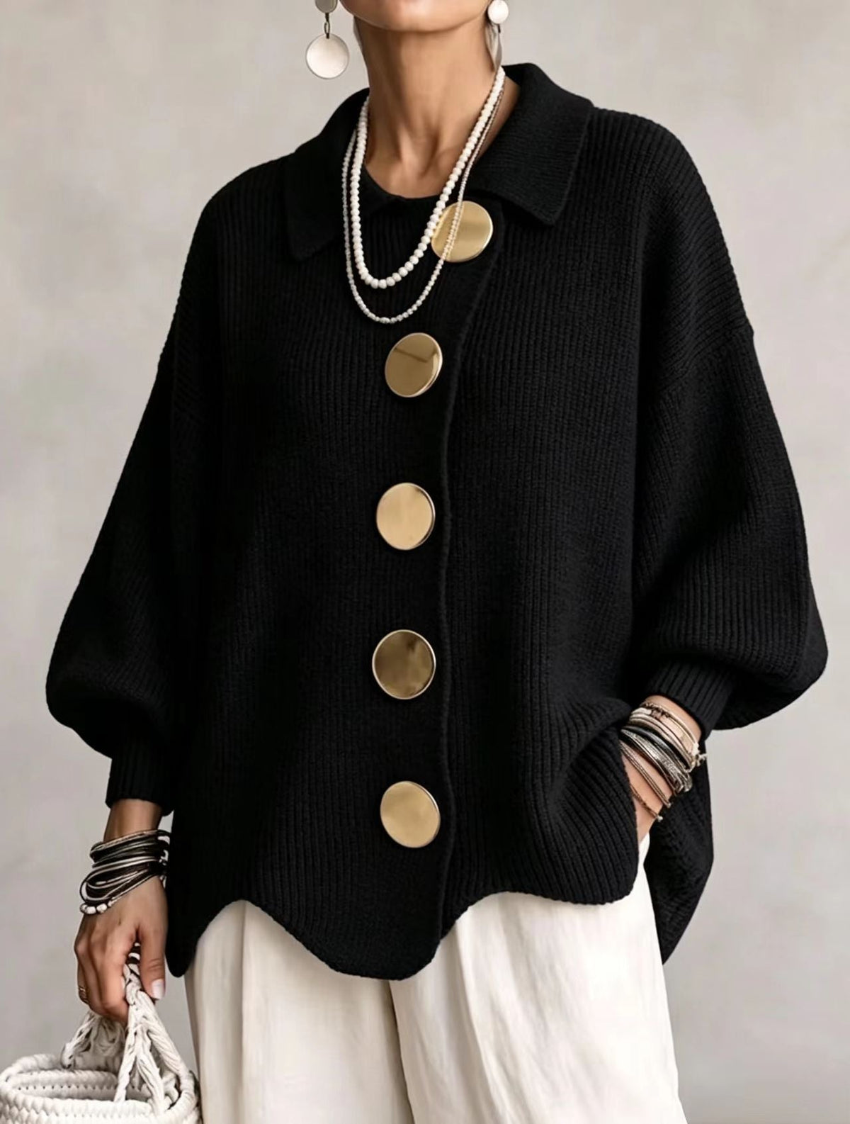 MARTINA | CÁRDIGAN OVERSIZE CON DORADOS